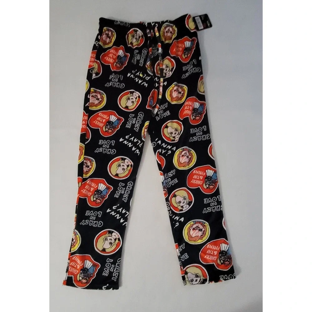 Chucky Pajama Lounge Pants Mens Size Large Black Graphics NWT